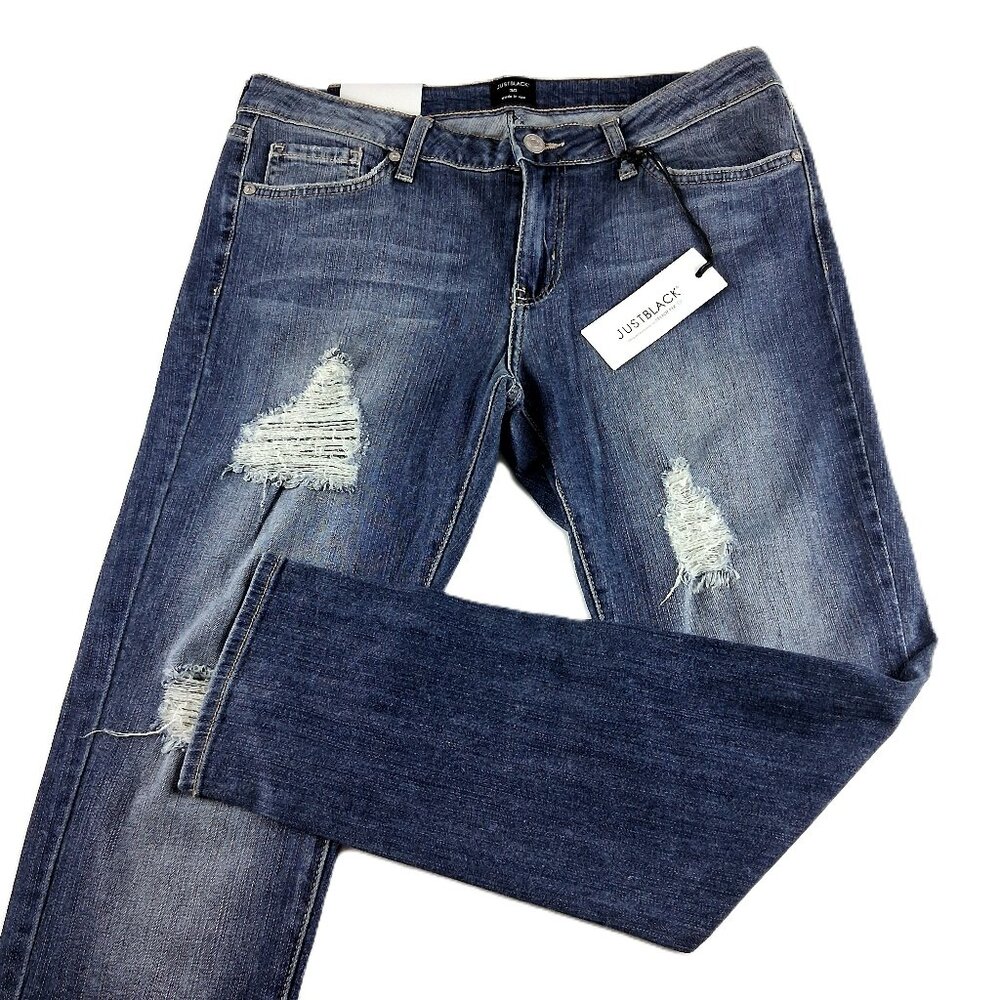 Just Black Lara Distressed Skinny Ankle Jeans Women's Size 30 Dark Wash Denim